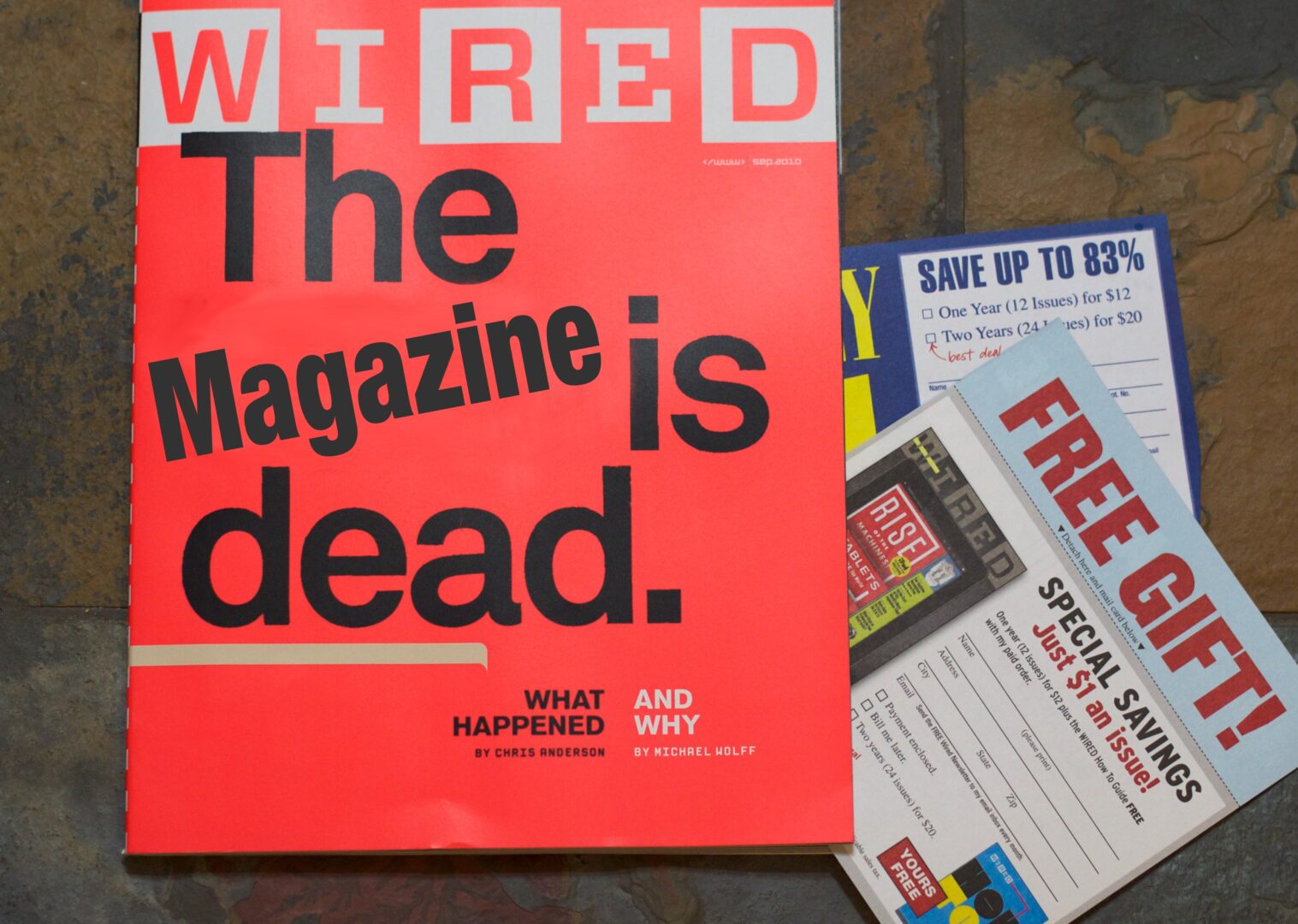 Titelbild des Magazins "WIRED" mit dem englischen Titel "The Magazine is dead."